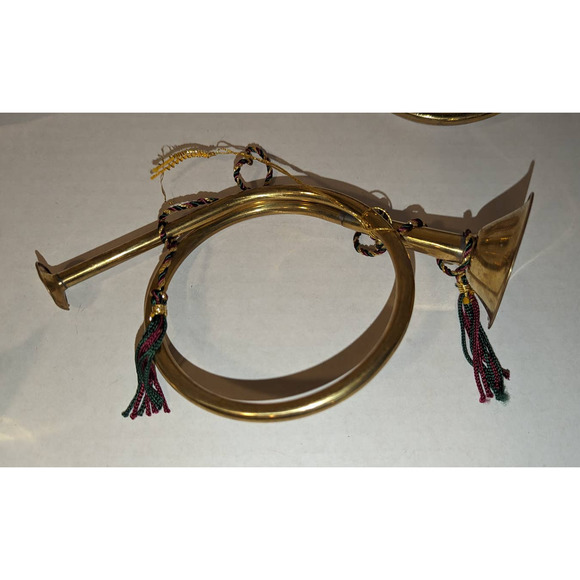 5 Handmade India Exotics Vtg Brass French Horn Bugle Tassel Ornament Christmas - Picture 4 of 11